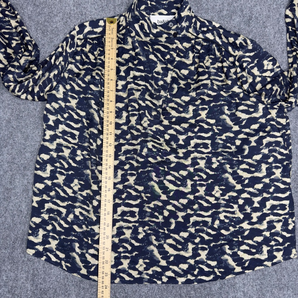 Ba&sh Alejandro Shirt Womens 1/US 4 Blue Cream Abstract High Neck Dark Romantic - Picture 11 of 11